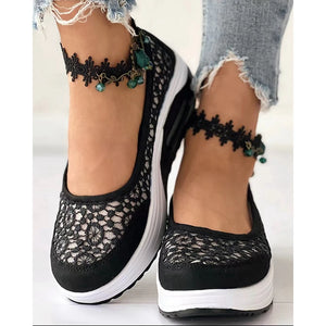 2025 Casual Contrast Lace Slip-on Sneakers Women Spring Autumn Round Toe Sports Running Shoes Femme Going Out Korean Style