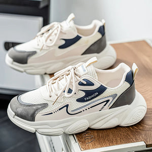2025 Sporty Style Men's Casual Sneakers Fashion Breathable Mesh Tennis Sports Running Elastic Vulcanized Shoes Comfortable Cosy