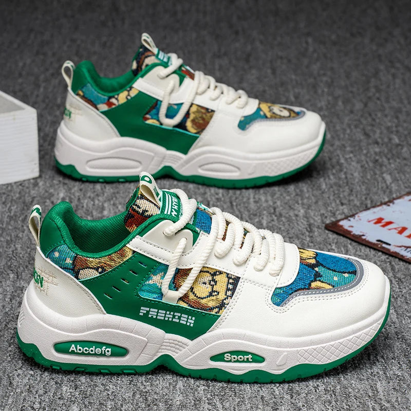 Mens Sneakers Thick Sole Anti Skid Wear-resistant 2025New Men's Casual Spring Shoes Breathable Man Footwear Fashion Comfortable