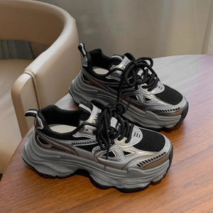 Dad sneakers for women, new spring and summer 2025 models, thick soles, height-increasing, mesh breathable, sports casual shoes