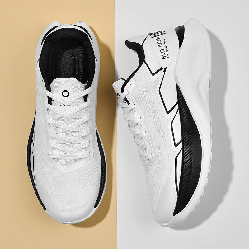 Designed Sneakers Shoes For Men Casual Sports Running Shoes Comfortable Breathable Light Shock Absorption Outsole Walking White
