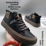 High-Top Men's Leather oes Comfortable Breathable Spor Casual Sneakers Mid-Top Board oes Trendy Brand High Sensation
