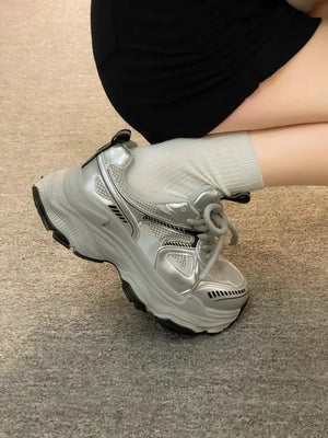 Dad sneakers for women, new spring and summer 2025 models, thick soles, height-increasing, mesh breathable, sports casual shoes