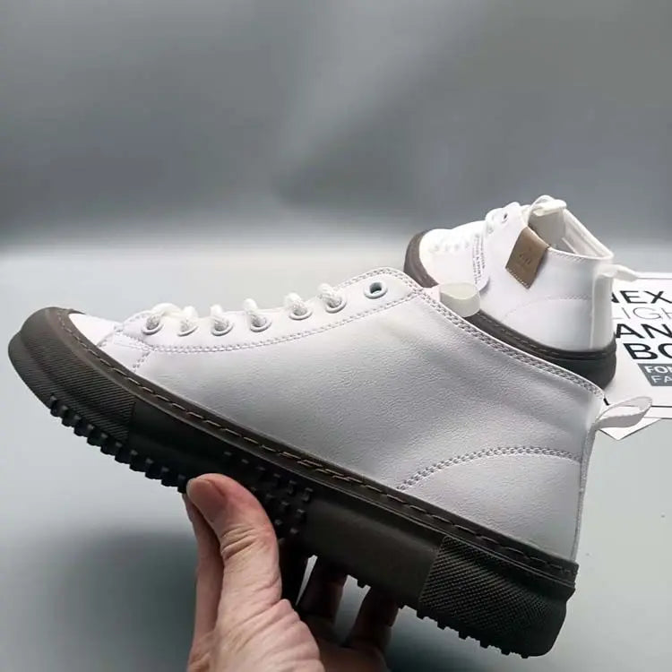 High-Top Men's Leather oes Comfortable Breathable Spor Casual Sneakers Mid-Top Board oes Trendy Brand High Sensation