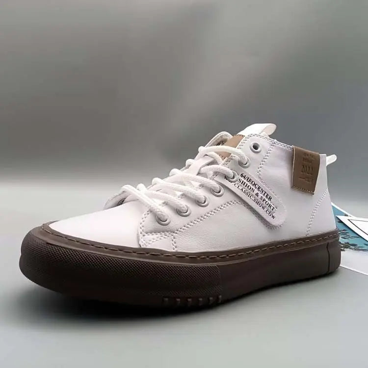 High-Top Men's Leather oes Comfortable Breathable Spor Casual Sneakers Mid-Top Board oes Trendy Brand High Sensation