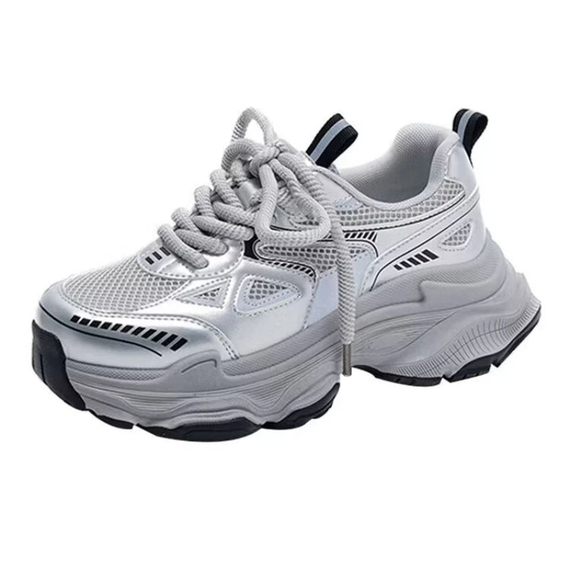 Dad sneakers for women, new spring and summer 2025 models, thick soles, height-increasing, mesh breathable, sports casual shoes