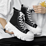 Classics Men's Shoes 2025 Fashion High Top Canvas Sneakers Platform Casual Shoes Man Lace-up Flats Men Non-slip Vulcanize Shoes
