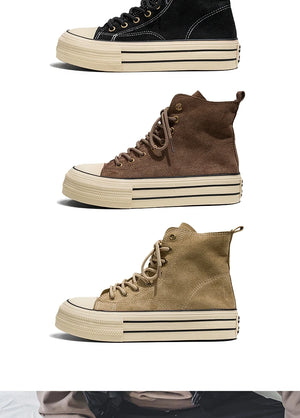 Classic Fashion Skateboarding Shoes for Men Women Comfy Suede Leather High Top Sneakers Men Height-increasing Platform Sneakers