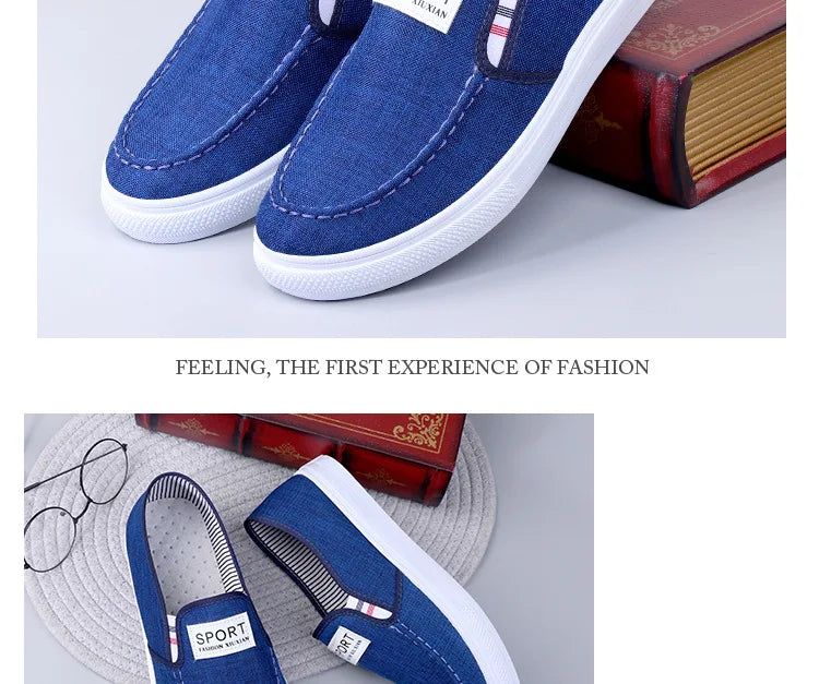 2025 Men Casual Shoes Slip on Canvas Fashion Sneakers Breathable Summer Walking Loafers Non Slip Comfortable Youth Skate Flats