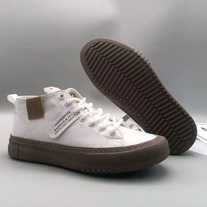 High-Top Men's Leather oes Comfortable Breathable Spor Casual Sneakers Mid-Top Board oes Trendy Brand High Sensation