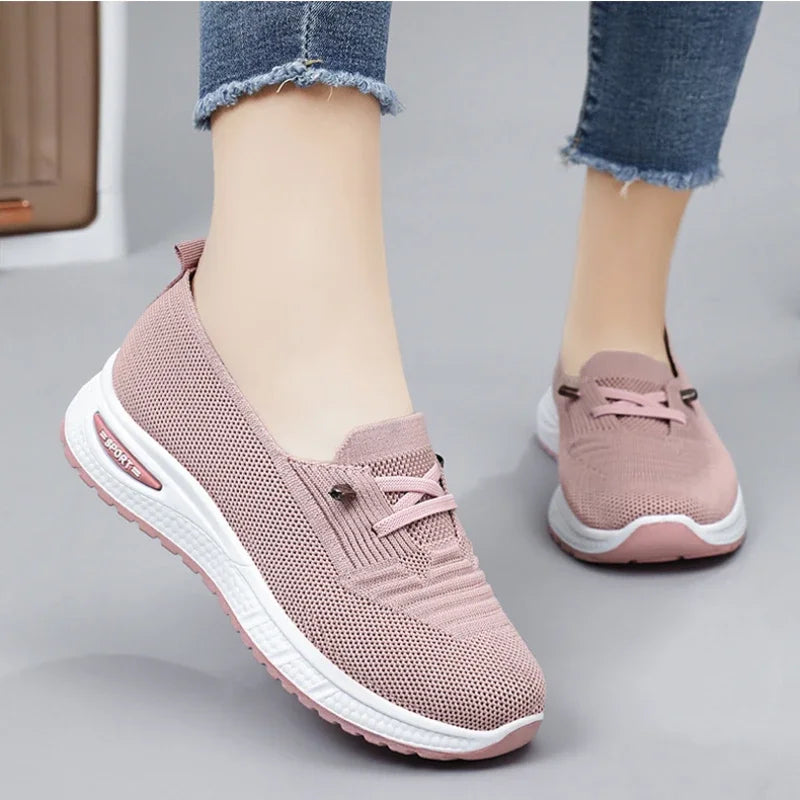 Women's Shoes 2025 Casual Sneakers Breathable Chunky Sole Pink Free Shipping