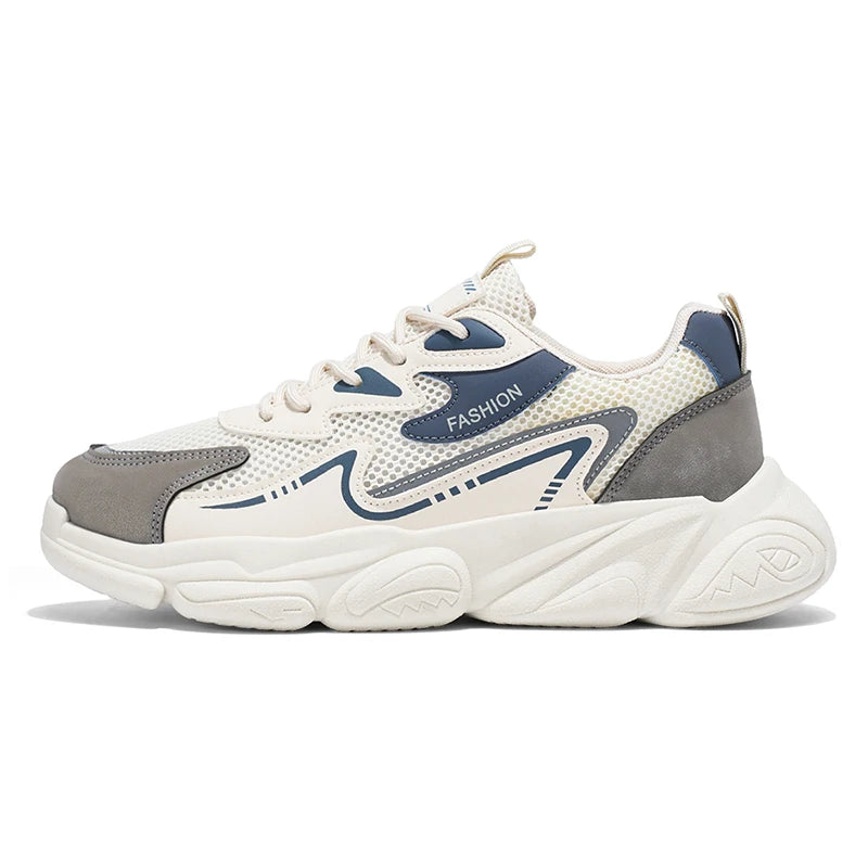 2025 Sporty Style Men's Casual Sneakers Fashion Breathable Mesh Tennis Sports Running Elastic Vulcanized Shoes Comfortable Cosy