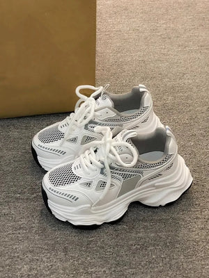 Dad sneakers for women, new spring and summer 2025 models, thick soles, height-increasing, mesh breathable, sports casual shoes
