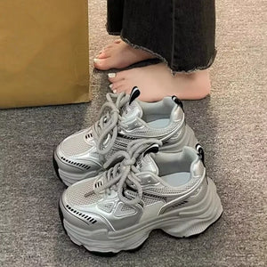 Dad sneakers for women, new spring and summer 2025 models, thick soles, height-increasing, mesh breathable, sports casual shoes
