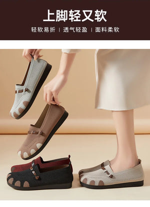 2025 Slip-On Casual Shoes for Women Soft Sole Spring New Style Walking Flats Ladies Leisure Comfortable Shoes Mom Sneakers