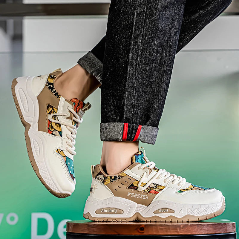 Mens Sneakers Thick Sole Anti Skid Wear-resistant 2025New Men's Casual Spring Shoes Breathable Man Footwear Fashion Comfortable