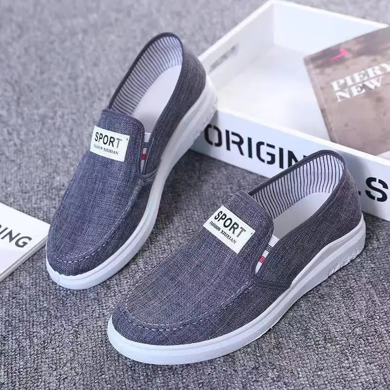 2025 Men Casual Shoes Slip on Canvas Fashion Sneakers Breathable Summer Walking Loafers Non Slip Comfortable Youth Skate Flats