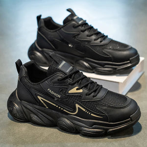 2025 Sporty Style Men's Casual Sneakers Fashion Breathable Mesh Tennis Sports Running Elastic Vulcanized Shoes Comfortable Cosy