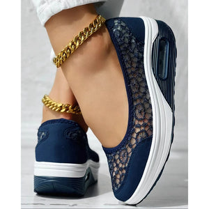 2025 Casual Contrast Lace Slip-on Sneakers Women Spring Autumn Round Toe Sports Running Shoes Femme Going Out Korean Style