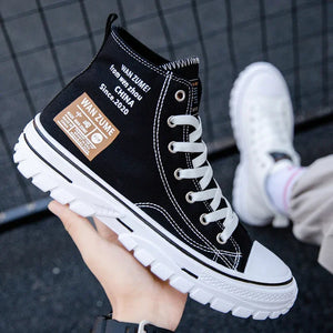 Women Men High Top Sneakers  Fashion Breathable Comfortable Sport Korean Classic Vulcanized Casual Canvas Platform Shoes