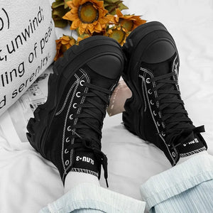 Classics Men's Shoes 2025 Fashion High Top Canvas Sneakers Platform Casual Shoes Man Lace-up Flats Men Non-slip Vulcanize Shoes