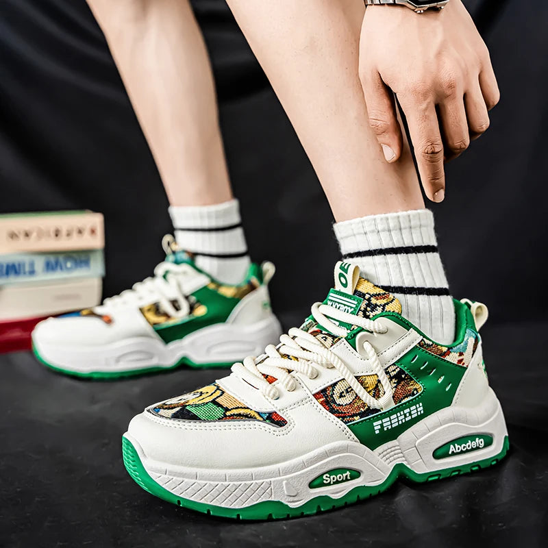 Mens Sneakers Thick Sole Anti Skid Wear-resistant 2025New Men's Casual Spring Shoes Breathable Man Footwear Fashion Comfortable