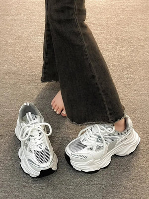 Dad sneakers for women, new spring and summer 2025 models, thick soles, height-increasing, mesh breathable, sports casual shoes
