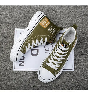 Women Men High Top Sneakers  Fashion Breathable Comfortable Sport Korean Classic Vulcanized Casual Canvas Platform Shoes