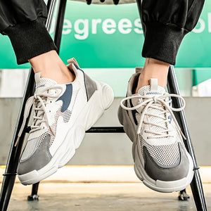 2025 Sporty Style Men's Casual Sneakers Fashion Breathable Mesh Tennis Sports Running Elastic Vulcanized Shoes Comfortable Cosy