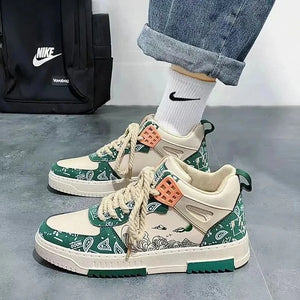 Classic White High Tops - Men's Casual Sneakers, Versatile Summer Shoes Free Shipping Breathable Height Increasing Massage