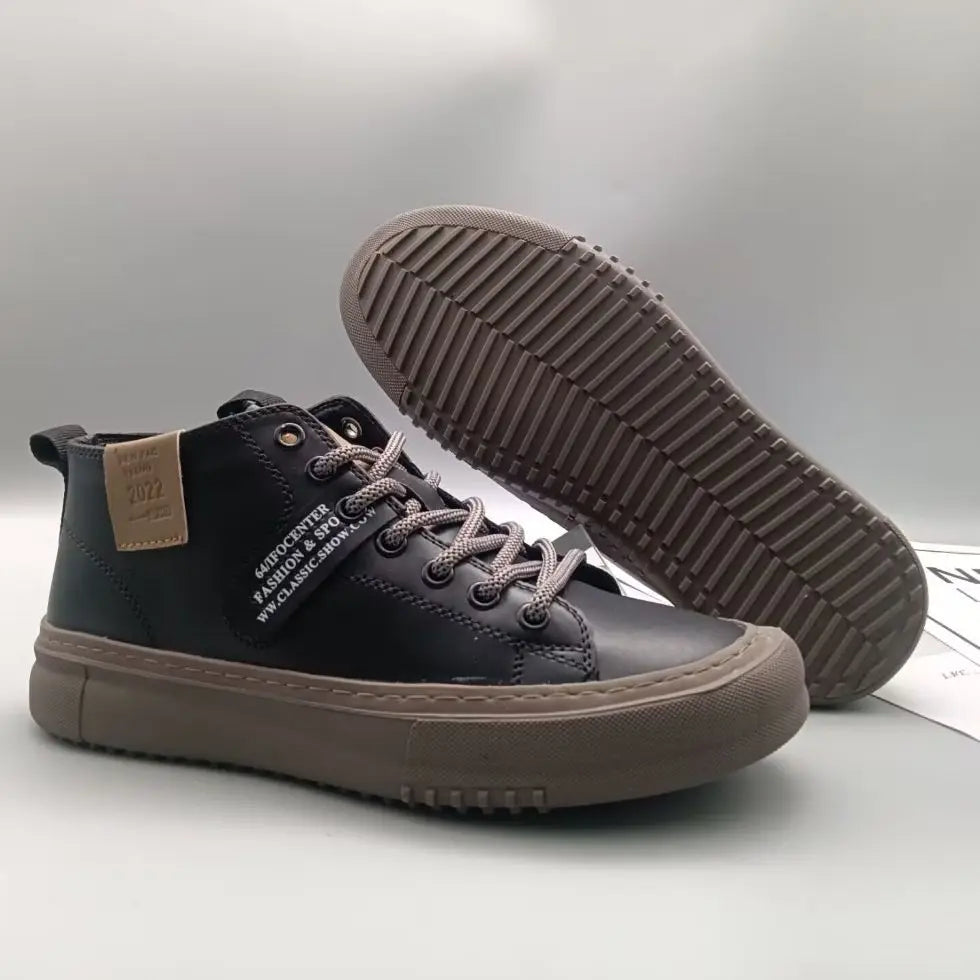 High-Top Men's Leather oes Comfortable Breathable Spor Casual Sneakers Mid-Top Board oes Trendy Brand High Sensation