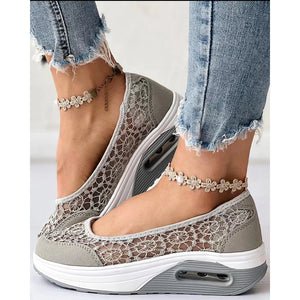 2025 Casual Contrast Lace Slip-on Sneakers Women Spring Autumn Round Toe Sports Running Shoes Femme Going Out Korean Style