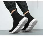 Classic Black High Top Sneakers Men Women Lightweight Socks Couple Casual Sneakers Knit Breathable Slip-on Men's Running Shoes