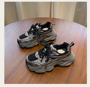 Dad sneakers for women, new spring and summer 2025 models, thick soles, height-increasing, mesh breathable, sports casual shoes