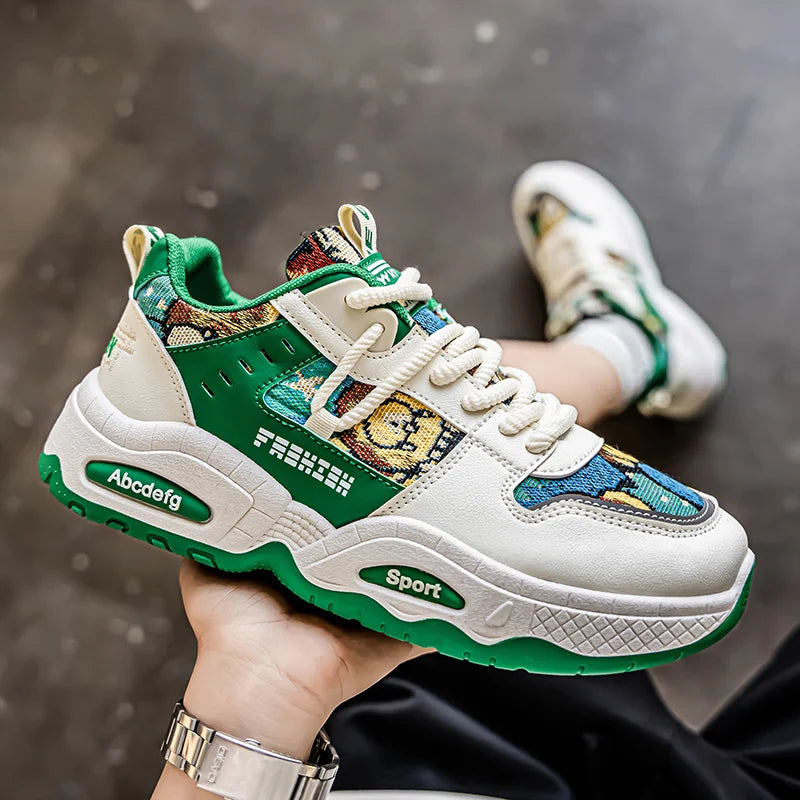 Mens Sneakers Thick Sole Anti Skid Wear-resistant 2025New Men's Casual Spring Shoes Breathable Man Footwear Fashion Comfortable