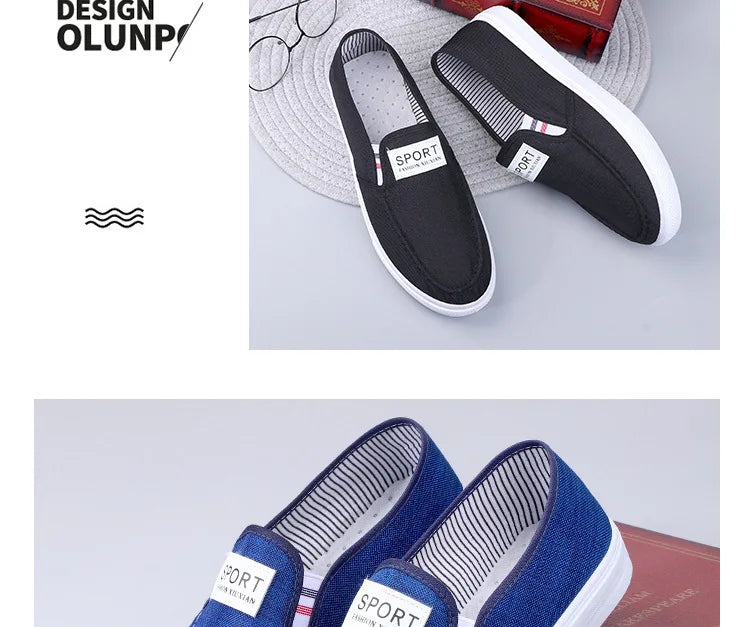 2025 Men Casual Shoes Slip on Canvas Fashion Sneakers Breathable Summer Walking Loafers Non Slip Comfortable Youth Skate Flats