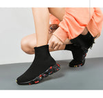 Classic Black High Top Sneakers Men Women Lightweight Socks Couple Casual Sneakers Knit Breathable Slip-on Men's Running Shoes