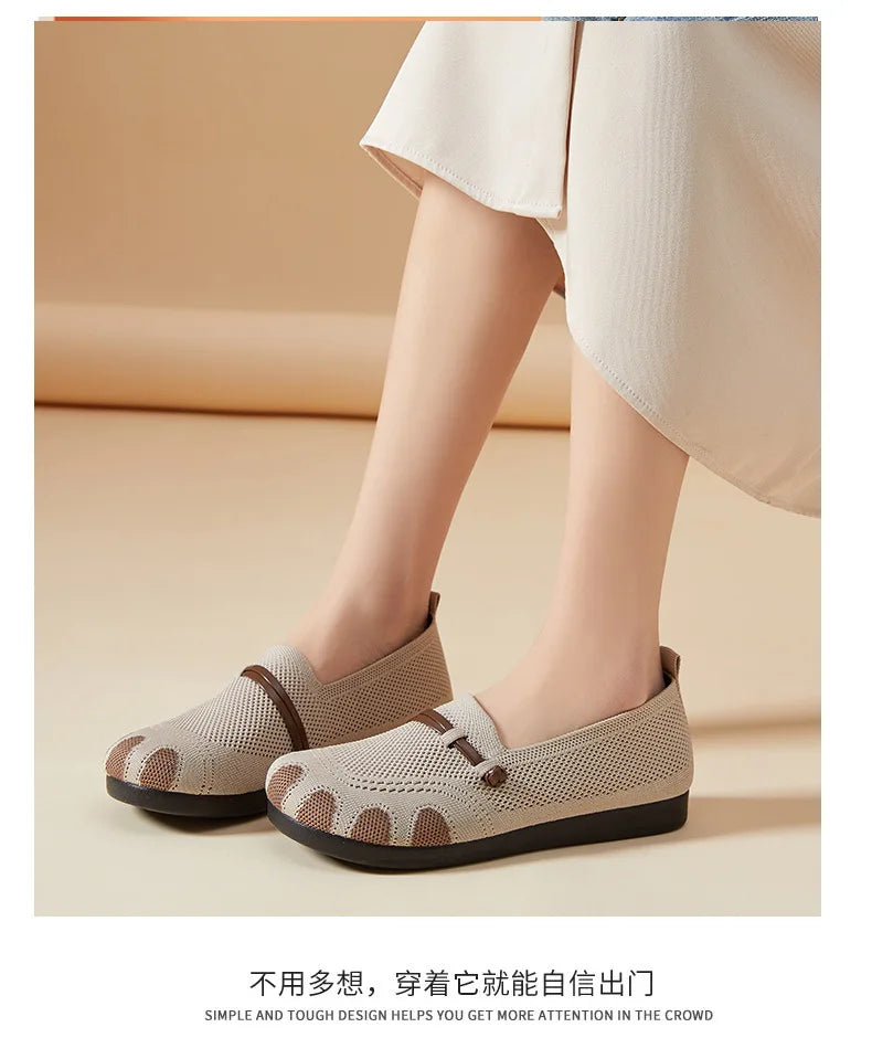 2025 Slip-On Casual Shoes for Women Soft Sole Spring New Style Walking Flats Ladies Leisure Comfortable Shoes Mom Sneakers