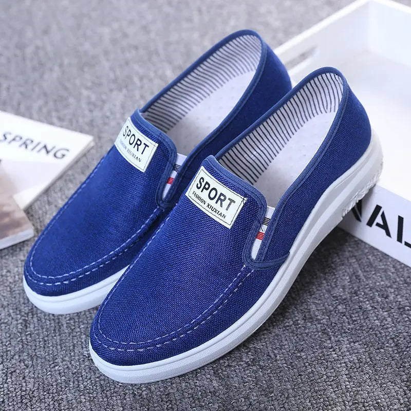 2025 Men Casual Shoes Slip on Canvas Fashion Sneakers Breathable Summer Walking Loafers Non Slip Comfortable Youth Skate Flats