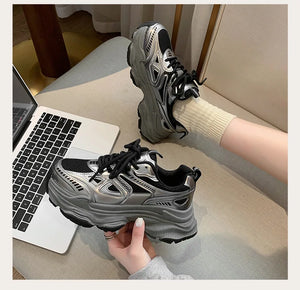 Dad sneakers for women, new spring and summer 2025 models, thick soles, height-increasing, mesh breathable, sports casual shoes