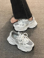 Dad sneakers for women, new spring and summer 2025 models, thick soles, height-increasing, mesh breathable, sports casual shoes