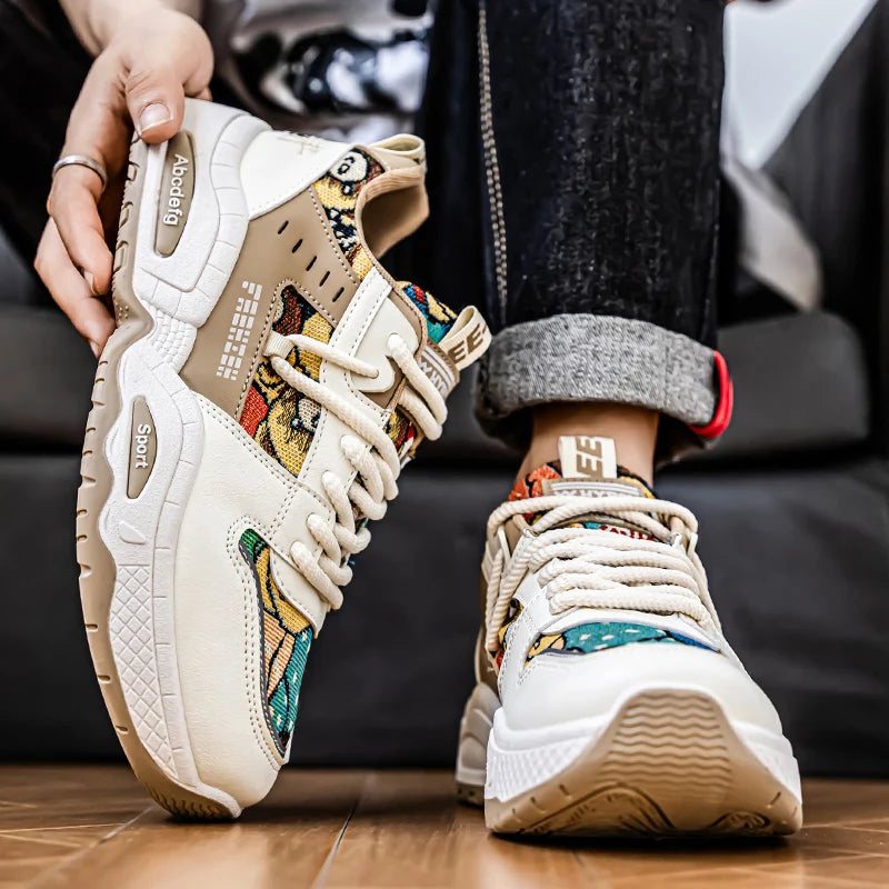 Mens Sneakers Thick Sole Anti Skid Wear-resistant 2025New Men's Casual Spring Shoes Breathable Man Footwear Fashion Comfortable