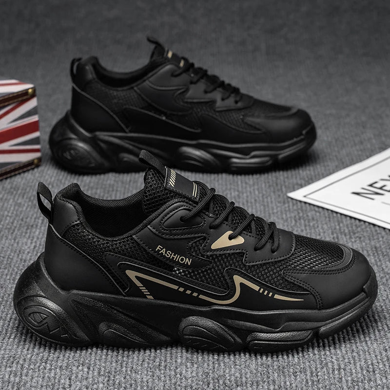2025 Sporty Style Men's Casual Sneakers Fashion Breathable Mesh Tennis Sports Running Elastic Vulcanized Shoes Comfortable Cosy
