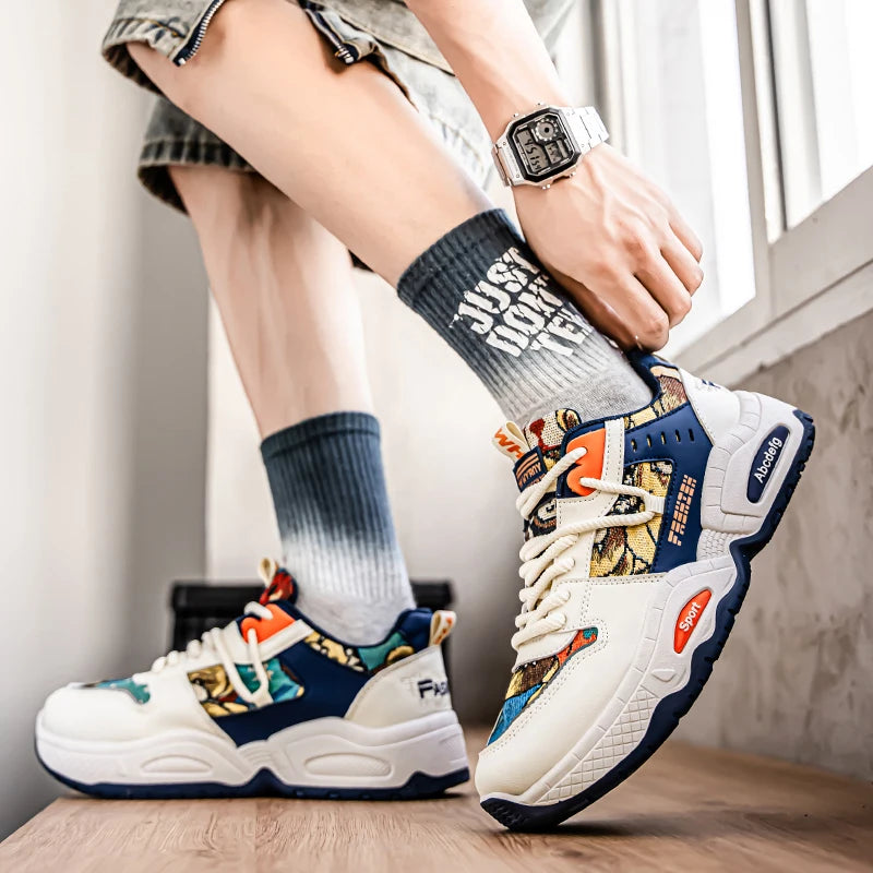 Mens Sneakers Thick Sole Anti Skid Wear-resistant 2025New Men's Casual Spring Shoes Breathable Man Footwear Fashion Comfortable