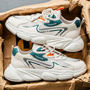 2025 Sporty Style Men's Casual Sneakers Fashion Breathable Mesh Tennis Sports Running Elastic Vulcanized Shoes Comfortable Cosy