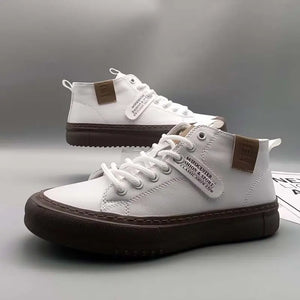 High-Top Men's Leather oes Comfortable Breathable Spor Casual Sneakers Mid-Top Board oes Trendy Brand High Sensation