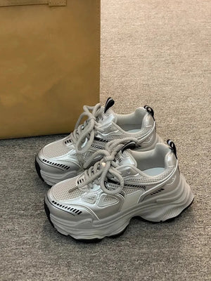 Dad sneakers for women, new spring and summer 2025 models, thick soles, height-increasing, mesh breathable, sports casual shoes