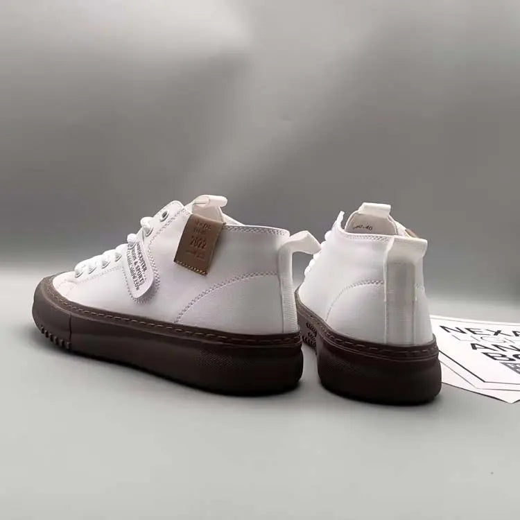 High-Top Men's Leather oes Comfortable Breathable Spor Casual Sneakers Mid-Top Board oes Trendy Brand High Sensation