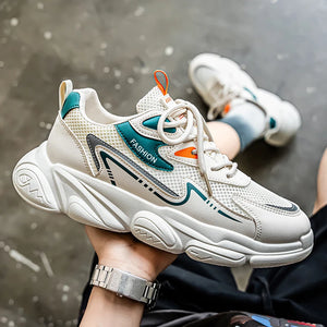 2025 Sporty Style Men's Casual Sneakers Fashion Breathable Mesh Tennis Sports Running Elastic Vulcanized Shoes Comfortable Cosy