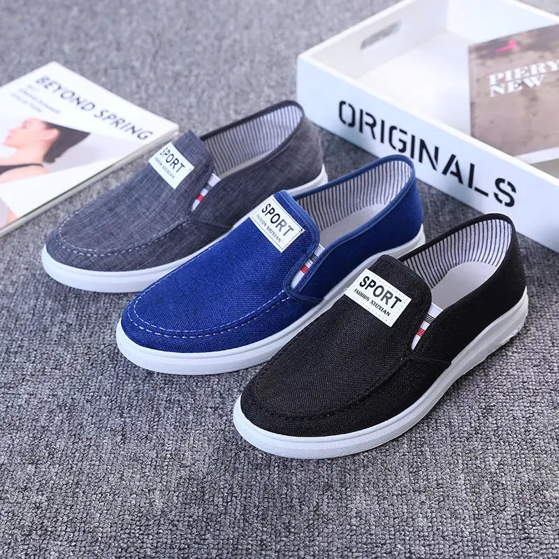 2025 Men Casual Shoes Slip on Canvas Fashion Sneakers Breathable Summer Walking Loafers Non Slip Comfortable Youth Skate Flats